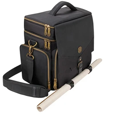 Imagen de ENHANCE Bolsa de Viaje RPG para Juegos Mesa con Mazmorras y Dragones Figuras, Transporte Acolchada múltiples Compartimentos Libros (4 a 8) Bolsillo Dados fichas