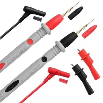 Imagen de ULTRICS Cable de Prueba Multímetro, Kit Sonda Multímetro 1000V 10A con 2 Pinzas Cocodrilo y Puntas Niqueladas, Universal Compatible Probadores/ Multímetros Eléctricos