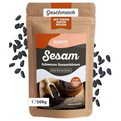 Imagen de Sésamo negro Monte Nativo (500g) Semillas de Sesamo Especias suavemente secas y aromáticas ideales para Cocinar Condimentar