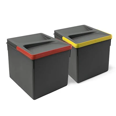 Imagen de EMUCA Cubos de Basura, Reciclaje para Base Recortable, Juego 2 contenedores Alto 216mm y Capacidad 12 litros