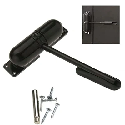 Imagen de Cierre Automático, Ajustable, Cierra Puertas Ajustables, Silencio El Resorte Con Varilla De Ajuste, Placa Montaje Y Tornillos, Para Exterior Interno Residencial Comercial (Negro)
