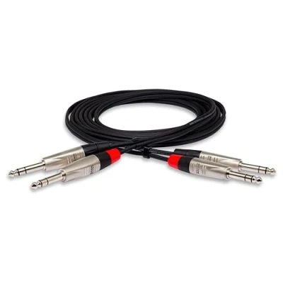 Imagen de Hosa HSS 003X2, Pro Stereo Interconnect, Dual REAN 1/4 in TRS to Same, 3 ft