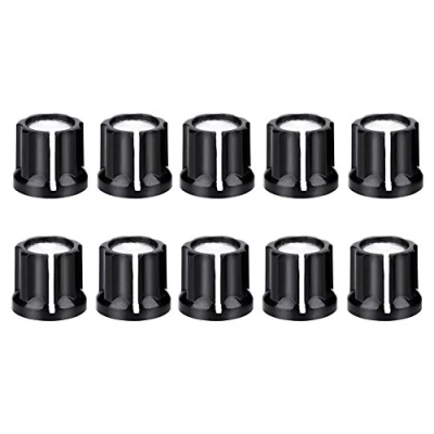 Imagen de 10 Piezas de Perilla Volumen Cono Revestimiento Metal Negro Potenci¨®Metro Giratorio Tapa la Control Ajustable para Guitarra el¨ctrica en Forma D Bajo