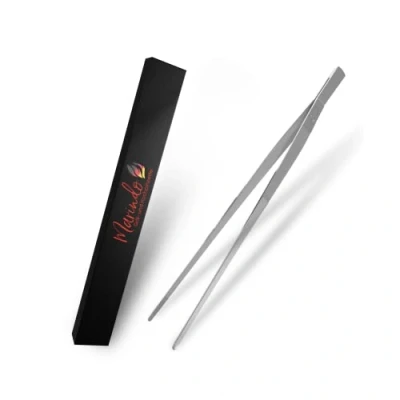 Imagen de Marindo® pinzas para servir (acero inoxidable 21 cm), barbacoa, de cocina, acero inoxidable, aptas lavavajillas, forma recta, carne