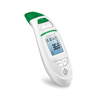 Imagen de medisana TM 750 termómetro clínico conectar digital 6 en 1 de oído para bebés, niños y adultos, frente con alarma visual fiebre, función memoria Bluetooth