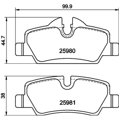 Imagen de HELLA 8DB 355 021 481 Juego de pastillas freno preparado para indicador desgaste con tornillos pinza accesorios MINI: Hatchback, Cabrio