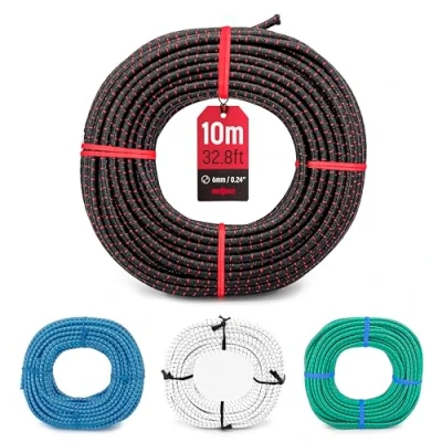 Imagen de MAGMA Cuerda Elastica 6mm. Fibritex Polietileno. Piscinas (Standard NF P 90 308) Toldos Acampadas Exteriores Manualidades Nautica Amarres Escalada Resistente al Agua (10m, Negro)