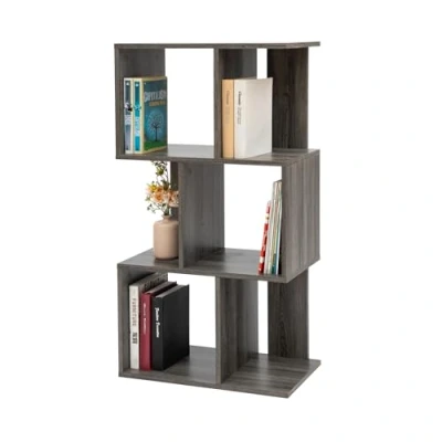 Imagen de Iris Ohyama, Estantería decorativa/estantes flotantes/Estantería de madera/Estantería con 4 estantes, oficina,modular, sala estar, biblioteca Display Shelf SRK W3 color Gris (Roble)