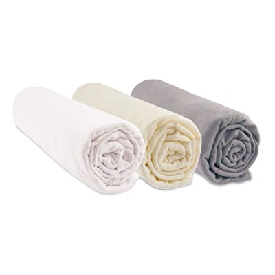 Imagen de Juego de 3 sábanas Cama ovaladas 32 x 72 cm, Color Blanco Crudo 100% algodón orgánico Compatible con colchón Ovalado para colchón, nacelle Certificado Oeko Tex Fabricado en Europa