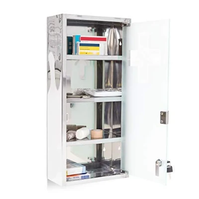 Imagen de relaxdays Armario para medicamentos, Acero con Puerta magnética 27 x 57 12 cm Botiquín, Inoxidable,