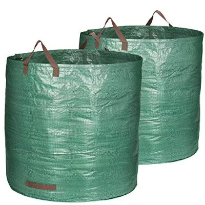 Imagen de com four® 2X Bolsas para Desechos de Jardín XXL Bolsa Plegable con Asas Transporte Contenedor Resistente a Roturas Hojas, Verdes (500 litros 2 Piezas)
