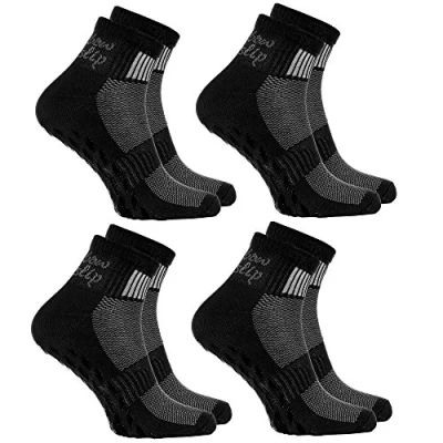 Imagen de Rainbow Socks Hombre Mujer Deporte Calcetines Antideslizantes ABS de Algodón 4 Pares Negro Talla 39 41