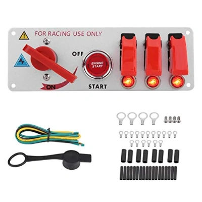 Imagen de Panel del interruptor de encendido, Fydun 12V Racing Car encendido Motor arranque LED Botón pulsador alternancia