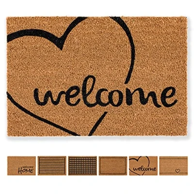 Imagen de Carpido Felpudo Coco Welcome Heart Design Clean Walkway 40x60 cm para Puerta de Interior Antibacteriano Material Natural