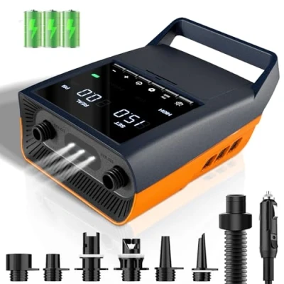 Imagen de Mojimdo 20PSI Bomba de Alta Presión para Paddle Board, SUP 30% más rápida con doble etapa inflado y desinflado, 13500mAh eléctrica recargable 12V DC/Tipo C Kayaks