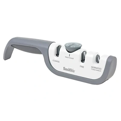 Imagen de Smith&#039;s 51109 Afilador Manual de Cuchillos, Aluminio, Gris/Blanco
