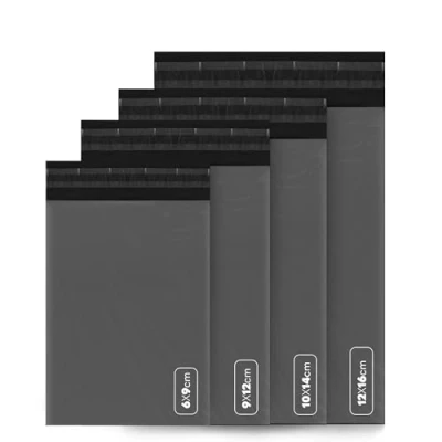 Imagen de delka bolsas de correo, 100 polietileno tamaño mixto, sobres envío resistentes al desgarro para ropa, documentos, fuerte adhesivo autoadhesivo, impermeable y ligero, color gris