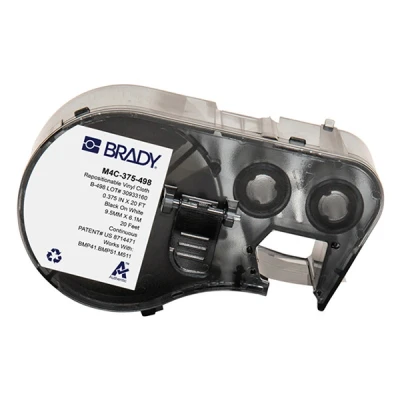 Imagen de BMP41 Brady M4C 375 498 etiquetas de tela vinilo negro sobre blanco 9,53 mm x 6,1 m (original)