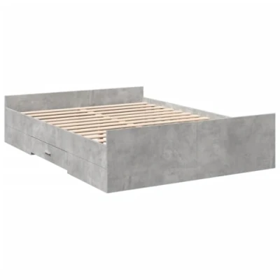 Imagen de vidaXL Cama con Cajones, Somier Doble de Invitados, Estructura Cama, Mueble para Dormitorio, Madera Ingeniería Gris Hormigón 135x190 cm