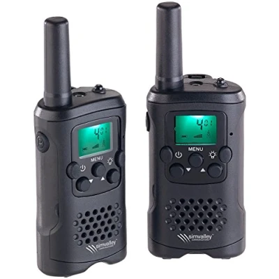 Imagen de simvalley Communications Walkie Película Sonora: Juego de 2 radios PMR con VOX, Alcance hasta 10 km y Linterna LED (Walkie Sonora VOX función, Radio Mano, niños Ideas Regalo)