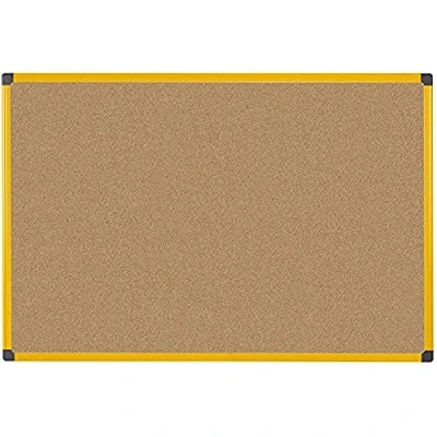 Imagen de Bi Office Ultrabrite Tablón de anuncios corcho con marco aluminio, 120 x 90 cm, color amarillo