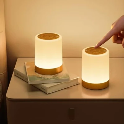 Imagen de NIWOHOM Luz Nocturna Infantil con Cálida, Lamparas de Mesita Noche Tactil Regulable 256 RGB Color y 5 Modos, Lampara Mesa LED Recargable USB Función Temporizador para Bebé Regalo