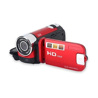 Imagen de Videocámara portátil de Video 1080P FHD 16x Zoom Digital, Cámara Digital Trabar DV con Sensor COMS, Altavoz Incorporado, Pantalla giratoria 270 , Video(Red)