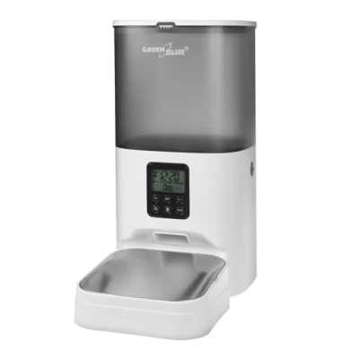 Imagen de Green Blue GB393 Comedero Automático para Mascotas Capacidad 6 litros Programable con hasta 8 Comidas por Día Dispensador Perros y Gatos Pantalla LCD Pilas o USB