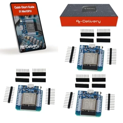 Imagen de AZDelivery 3 pcs ESP32 D1 Mini NodeMCU WiFi Módulo + Bluetooth Placa de Desarrollo Internet Las Cosas Compatible con Arduino E Book Incluido!