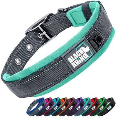 Imagen de Black Rhino el Collar de Perro Ultra Suave Neopreno Acolchado Comfort para Todas Las Razas Altas prestaciones Ajustable Reflectante Resistente a la Intemperie (pequeño, Aqua/Gris)