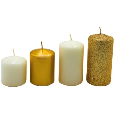 Imagen de velas de Adviento, mesa, bloque, mesa en oro blanco y purpurina dorada, envío 4 unidades, escalonadas 5 x cm hasta 9 (largo