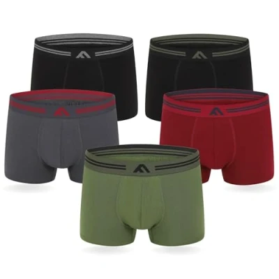 Imagen de FM London Bóxers de bambú para hombre paquete 5 con diseño elástico, Surtido Oscuro, L