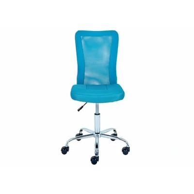 Imagen de Inter Link Silla de Escritorio Infantil Sillón Giratorio ergonómico Altura Ajustable Pie Metal Cromado Funda Malla Transpirable 360 Turquesa Bonnie