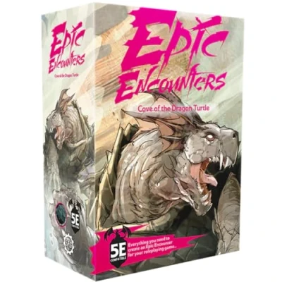 Imagen de Epic Encounters: Cove of The Dragon Turtle: Juego de Mesa fantasía para Juegos rol con Miniatura Gran Jefe, Alfombrilla Doble Cara y Libro Aventuras Game Master