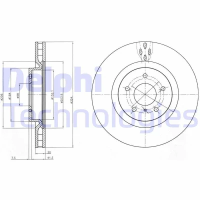 Imagen de DELPHI BG4162C Disco de freno 324 30 5 ventilado revestido sin procesar cojinete rueda, anillo sensor ABS NISSAN: 350Z Coupé, Roadster