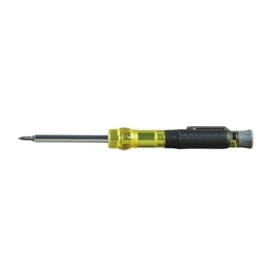 Imagen de Klein Tools 32613 Destornillador de precisión HVAC 3 en 1 con broca Schrader, amarillo/negro