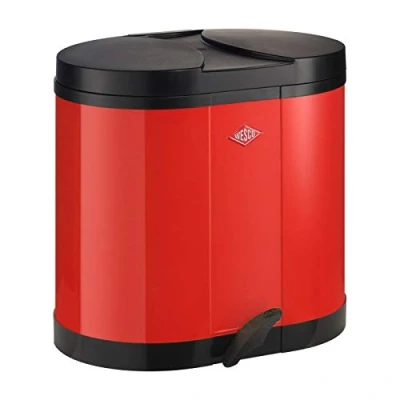 Imagen de WESCO 170 611 02 Cubo de la Basura con Compartimentos y Pedal, 2 x 15 litros, Color Rojo