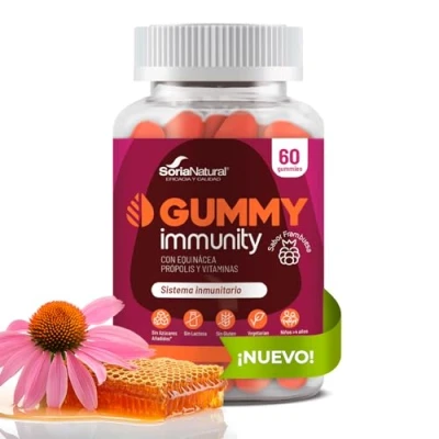 Imagen de Gominolas Immunity Niños y Adultos Con Equinácea, Propolis,Vitaminas D, C, B6 Zinc Ayuda a Fortalecer el Sistema Inmune Apoyo las Defensas 60 Soria Natural