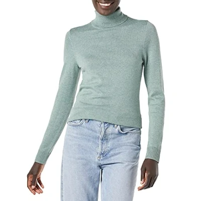 Imagen de Amazon Essentials Jersey de Cuello Vuelto, Manga Larga, Ligero y Ajuste Clásico (Disponible en Tallas Grandes) Mujer, Verde Salvia Mezcla, XL