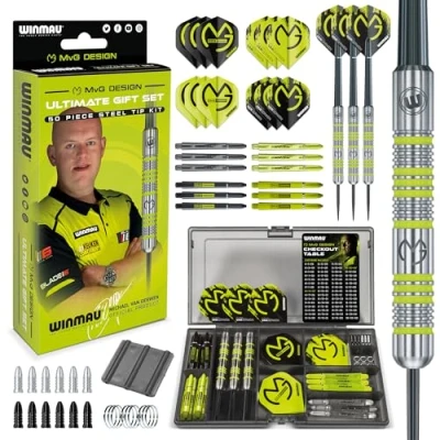 Imagen de Set Regalo WINMAU Michael Van Gerwen MvG di freccette da 50 pezzi con 4 voli per freccette, aste e accessori