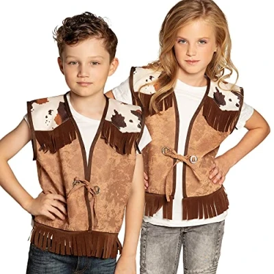 Imagen de Boland Chaleco Wild West unisex, de cuero con flecos y vaqueros, para vaquero o jinete rodeo, disfraz, fiesta disfraces, carnaval