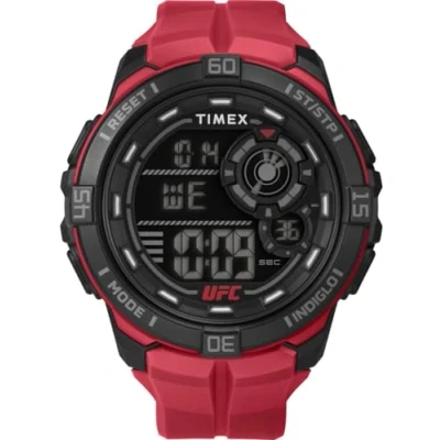 Imagen de Timex UFC Rush Reloj para hombre de 52 mm, pulsera roja, esfera digital, caja negra TW5M59200