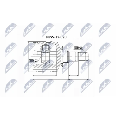 Imagen de NTY NPW TY 020 Junta Homocinética Eje delantero, derecha, lado de engranaje, delantero TOYOTA: Avensis II Berlina, Hatchback
