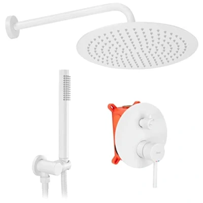 Imagen de Rea LUNGO WHITE EMPOTRADO Conjunto de ducha + BOX Sistema latón para baño (Blanco)