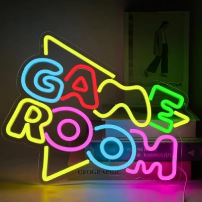 Imagen de YUEYYNS Game Room Letreros de Neon Sala Juego Señal Neón Fuente Alimentación USB con interruptor Adecuado para fiestas, salas deportes electrónicos, carteles iluminación fiestas