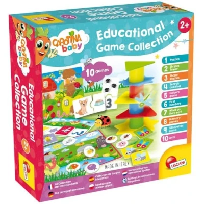 Imagen de Lisciani CAROTINA BABY Colección de 10 Juegos Educativos para Niños desde 2 a 4 Años Torre Equilibrio, Rompecabezas, Memoria , Colores, Tombola y mucho màs Kit Completo