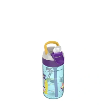 Imagen de Kambukka botella de agua para niños (400 ml), a prueba fugas, sin BPA, golpes, apta lavavajillas, niños, modelo Lagoon Blue Flamingo