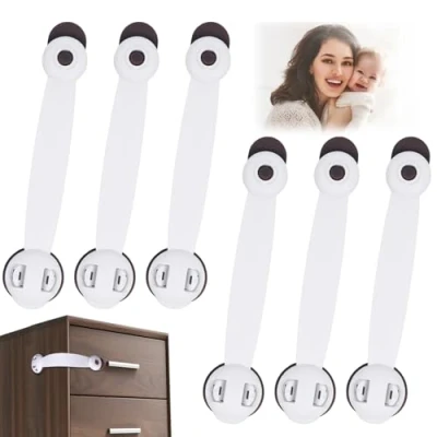 Imagen de Vicloon Cerraduras Bebe con 3M Adhesivo, Cierres Seguridad Bebe, Bebé de Bloqueo para Gabinetes, Cajones, Hornos, Neveras, No es Necesario Perforar, una Instalación Simple 6 Pieza, Marrón