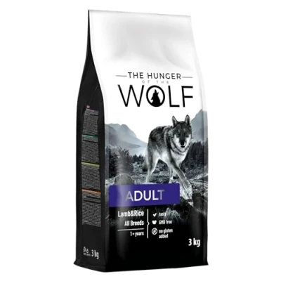 Imagen de the Hunger of Wolf Alimento seco para perros adultos de todas las razas, fórmula delicada con cordero y arroz 3 kg