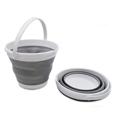 Imagen de SAMMART Cubo plegable (blanco/gris, 10 L, redondo)